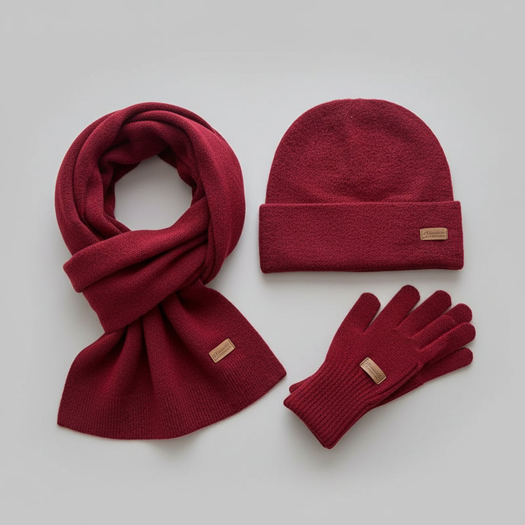Pack 3 pièces en Laine Cachemire – Bonnet + Écharpe + Gants Volthea
