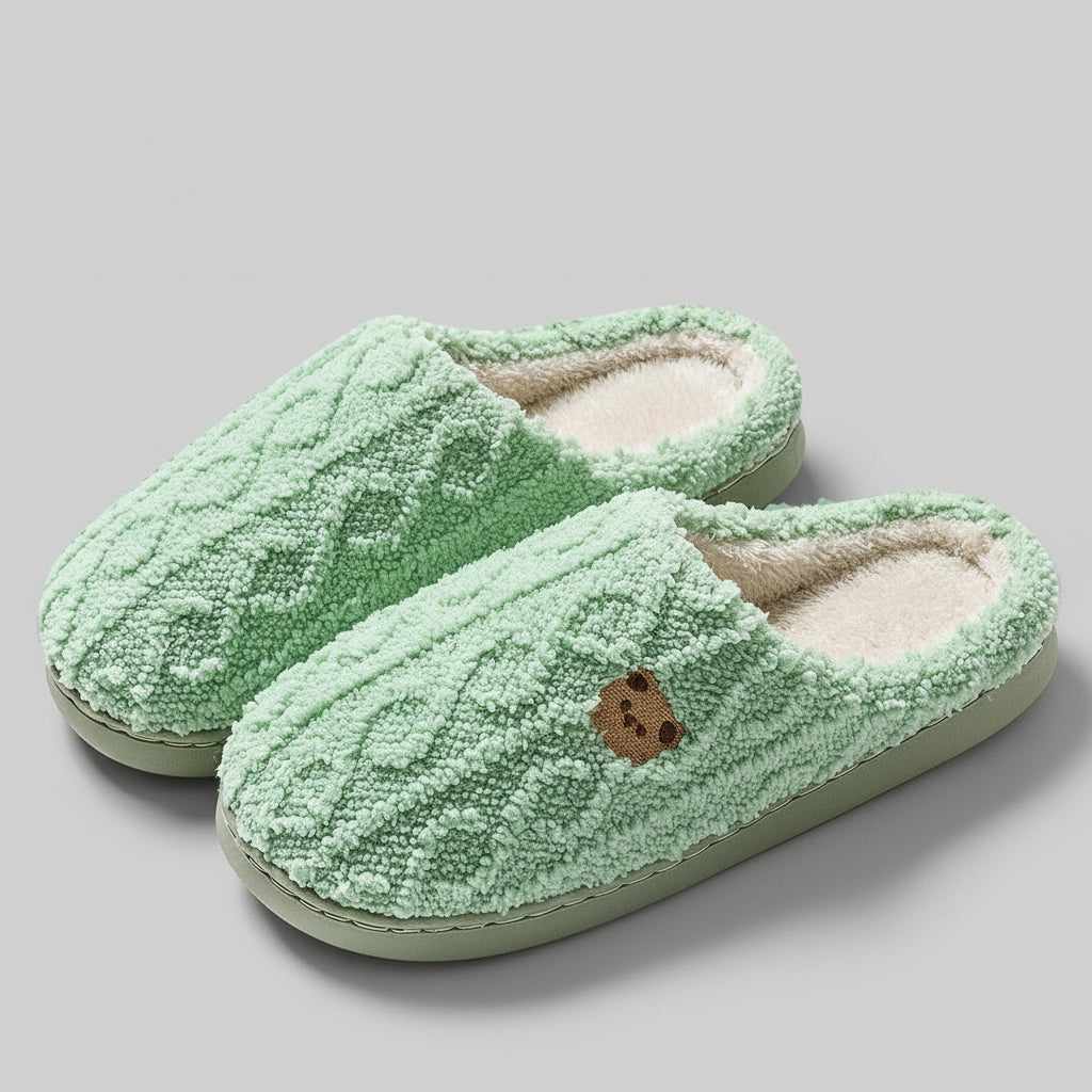 Pantoufles d’Hiver Femme Fourrure Peluche Moelleuse