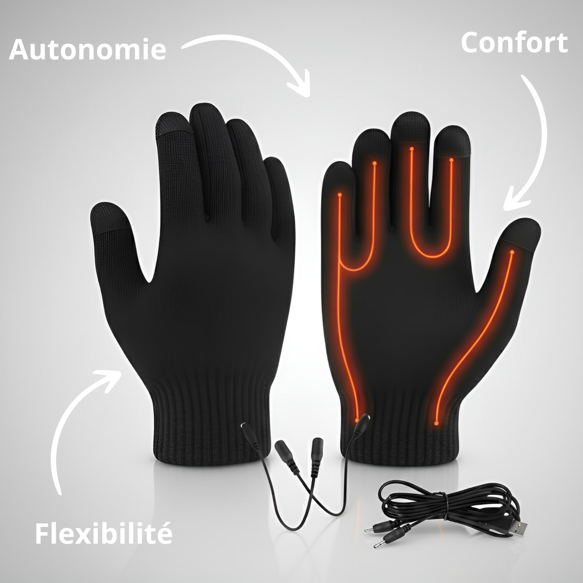 Gants Chauffants Intelligents VOLTHÉA Lyra|Chaleur Réglable Hiver