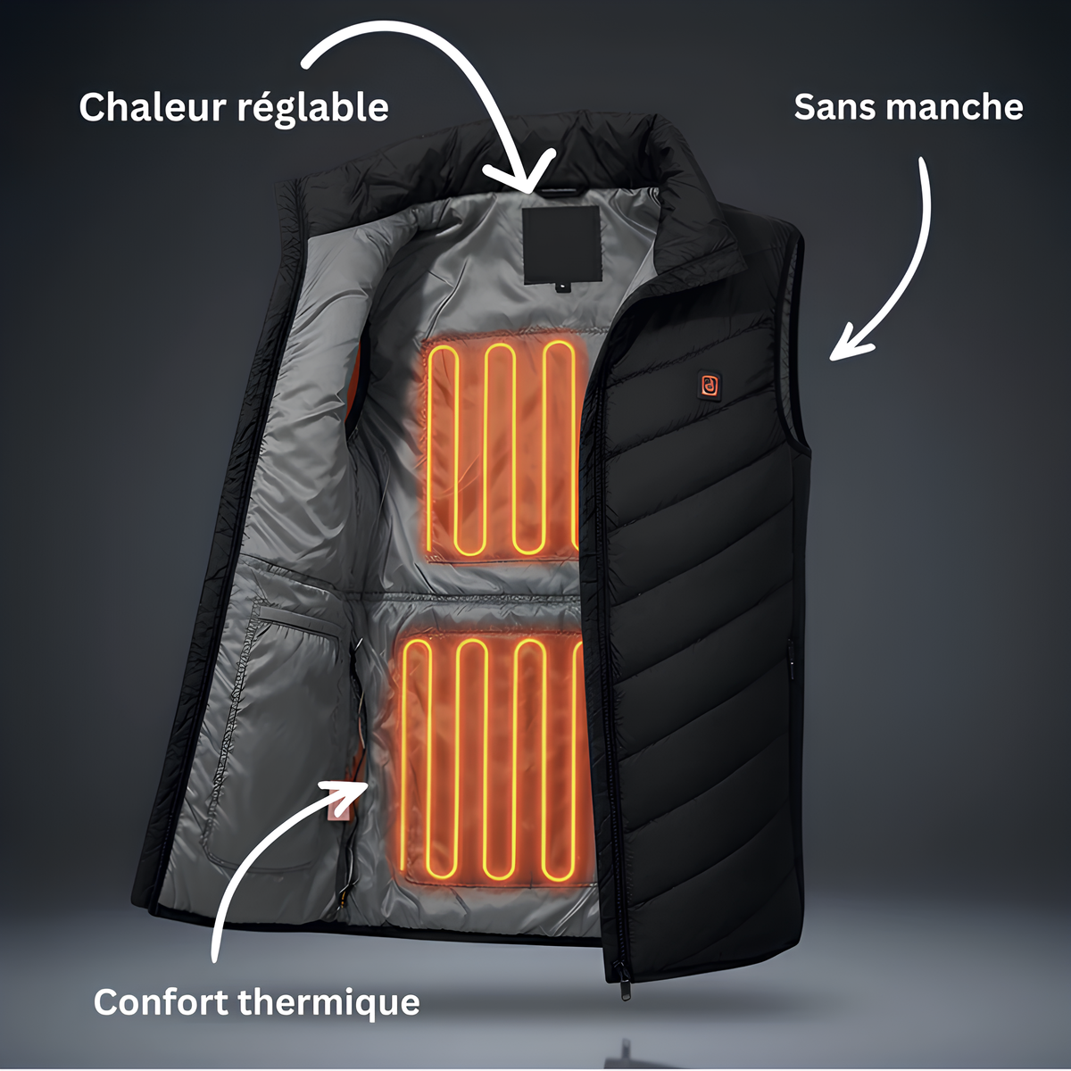 Doudoune Sans Manches Chauffante | VOLTHÉA Nova Chaleur Réglable