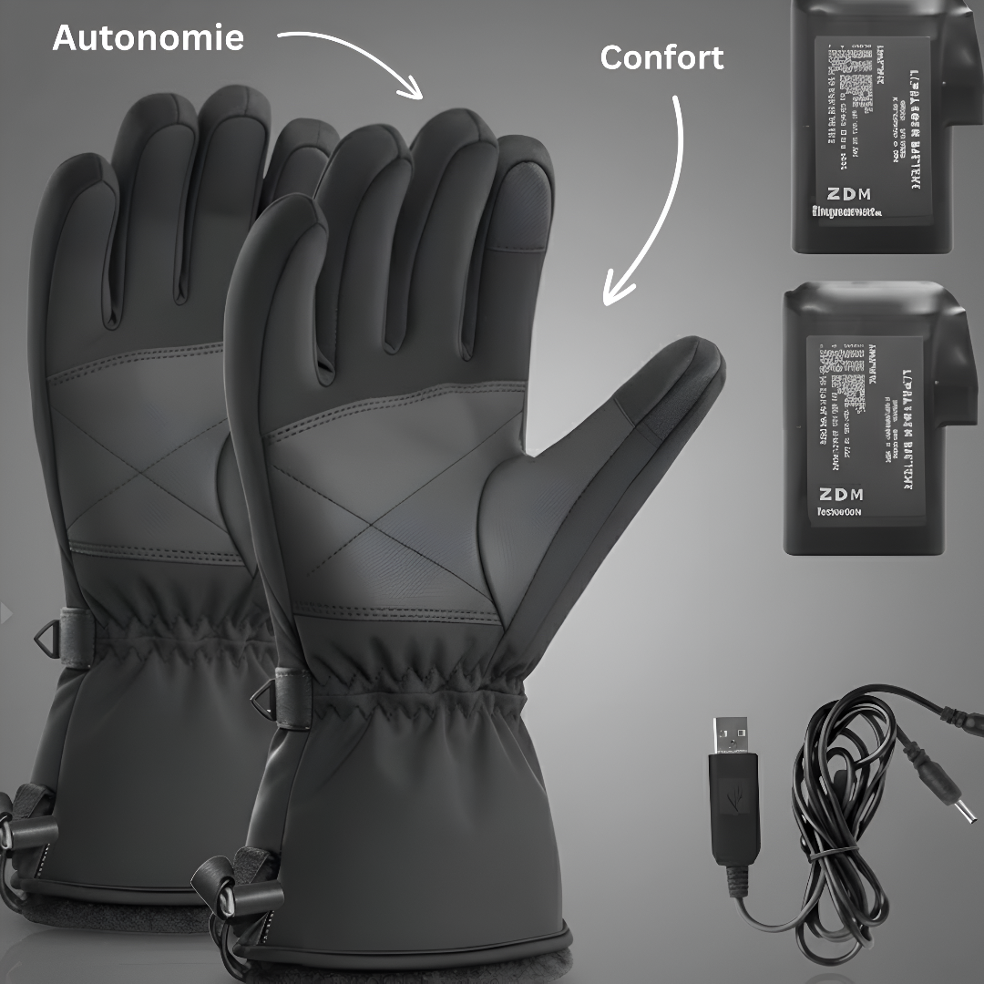 Gants Chauffants Ski Imperméables VOLTHÉA Aurion | Coupe-Vent