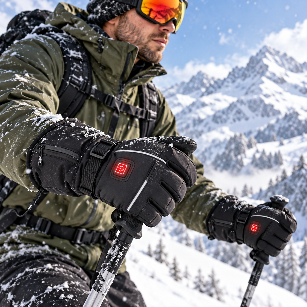 Gants Chauffants Ski Imperméables VOLTHÉA Aurion | Coupe-Vent