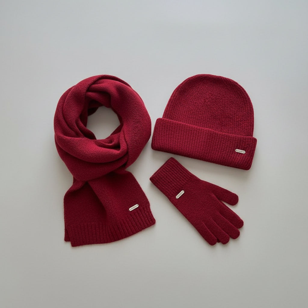 Pack 3 Pièces Laine Cachemire VOLTHEA | Bonnet, Écharpe & Gants