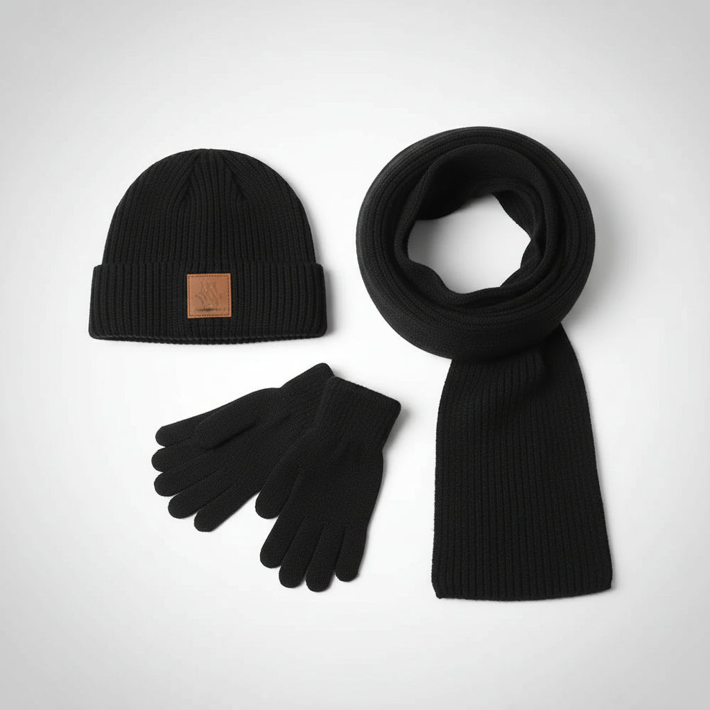 Ensemble Hiver 3 Pièces VOLTHEA | Bonnet, Écharpe Tube & Gants Coordonnés