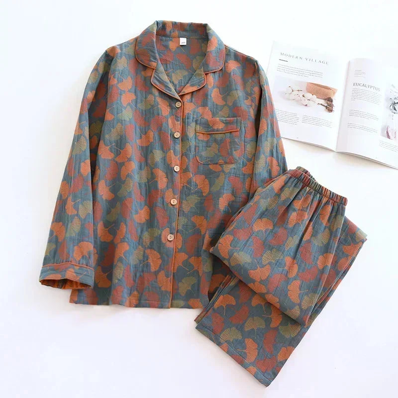 Pyjama Femme 2 Pièces Coton Crépon VOLTHEA | Naturel & Respirant