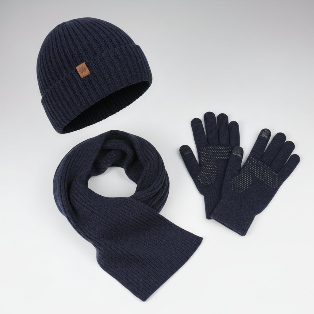 Ensemble Hiver 3 Pièces VOLTHEA | Bonnet, Écharpe Tube & Gants Coordonnés