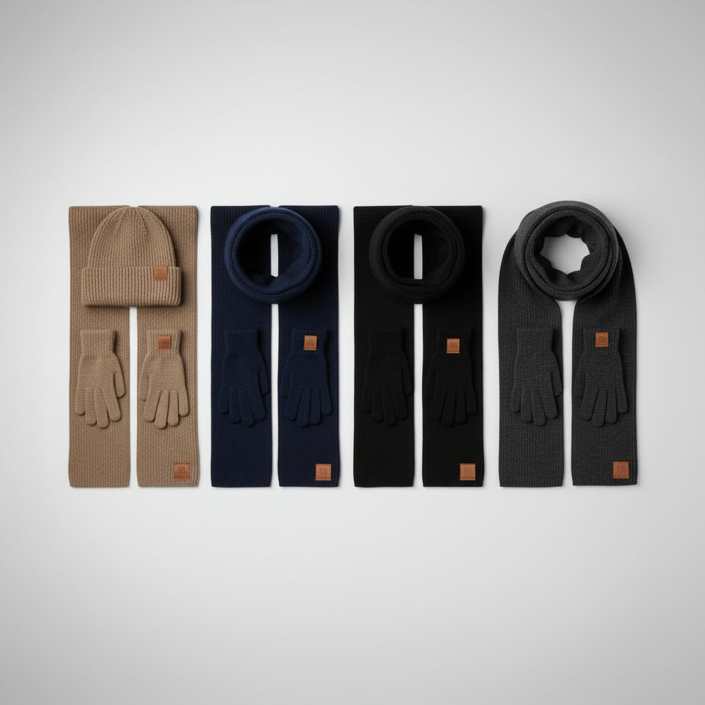 Ensemble Hiver 3 Pièces VOLTHEA | Bonnet, Écharpe Tube & Gants Coordonnés