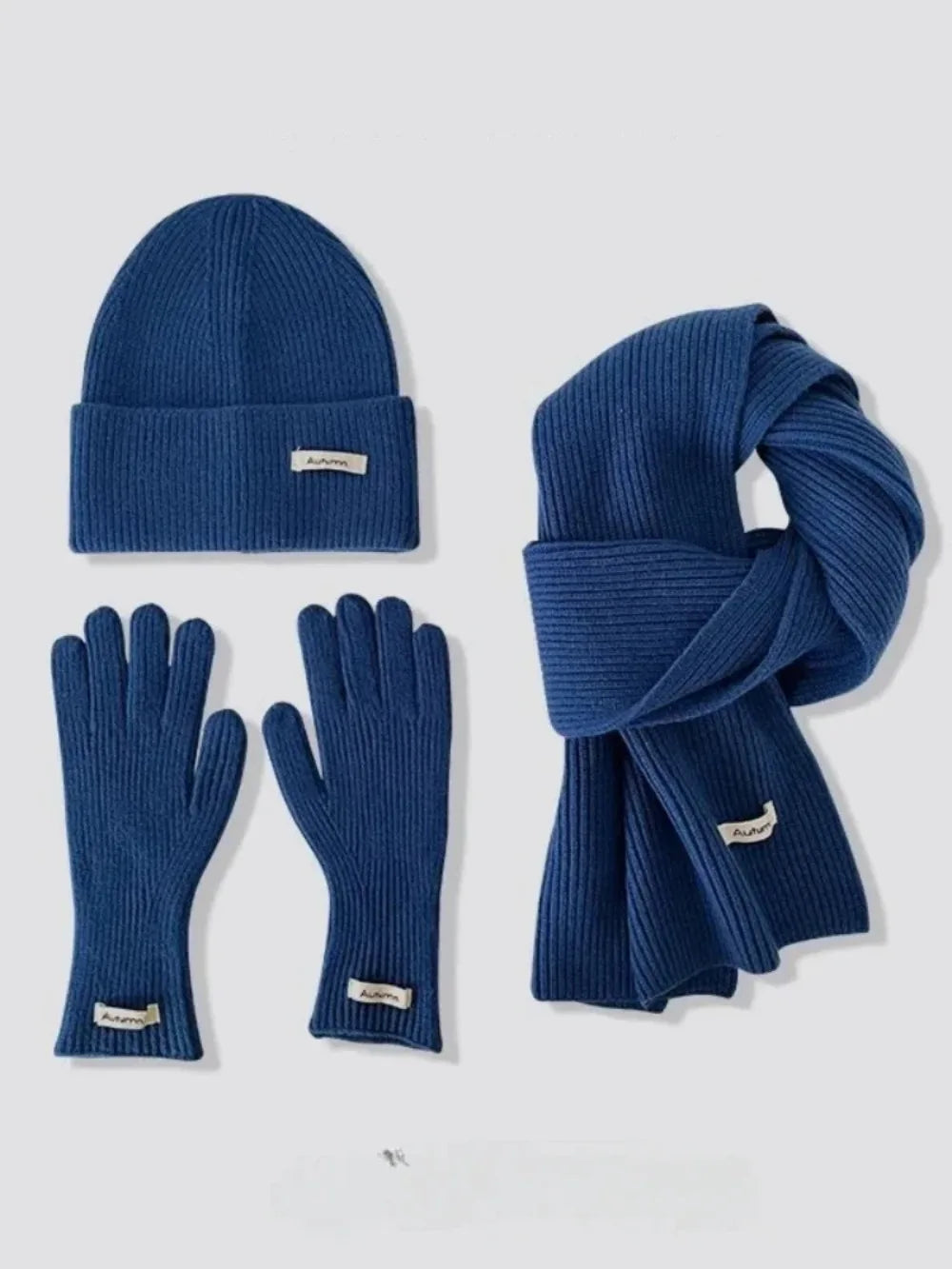 Ensemble Femme 3 Pièces Hiver VOLTHEA | Bonnet, Écharpe Tube & Gants Tricot Chaud