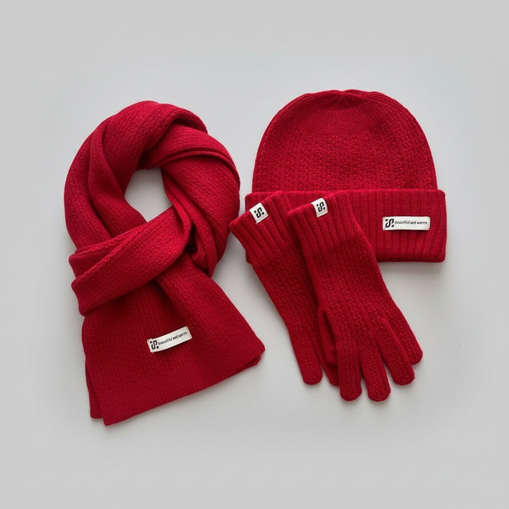 Pack 3 Pièces Laine Cachemire VOLTHEA | Bonnet, Écharpe & Gants