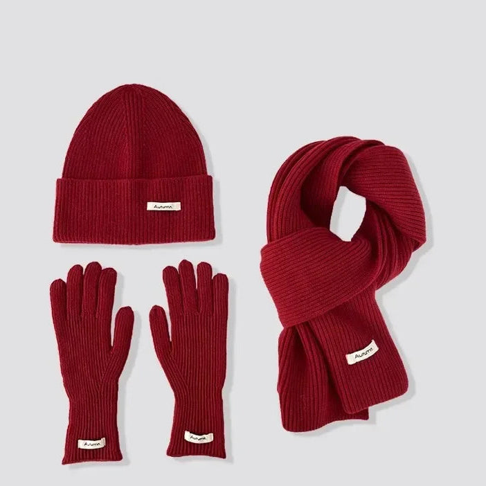 Ensemble Femme 3 Pièces Hiver VOLTHEA | Bonnet, Écharpe Tube & Gants Tricot Chaud