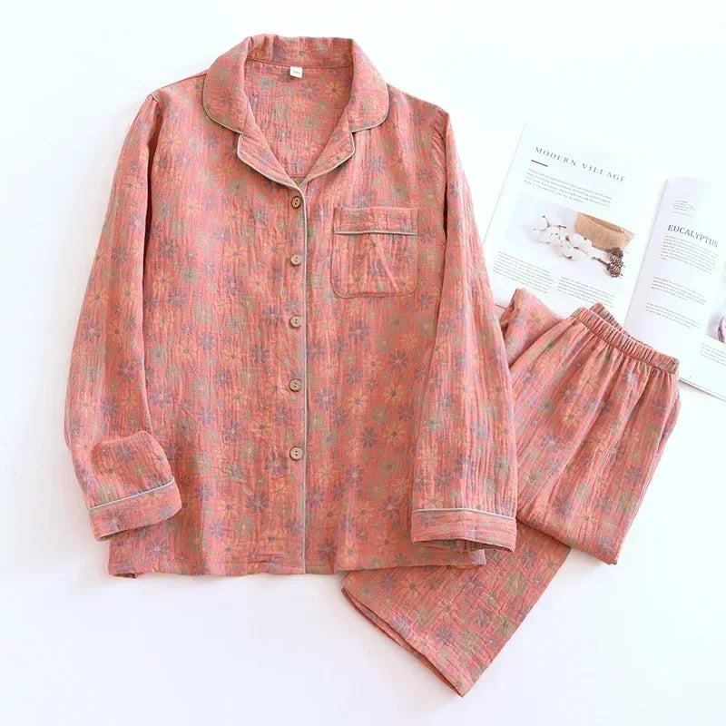 Pyjama Femme 2 Pièces Coton Crépon VOLTHEA | Naturel & Respirant