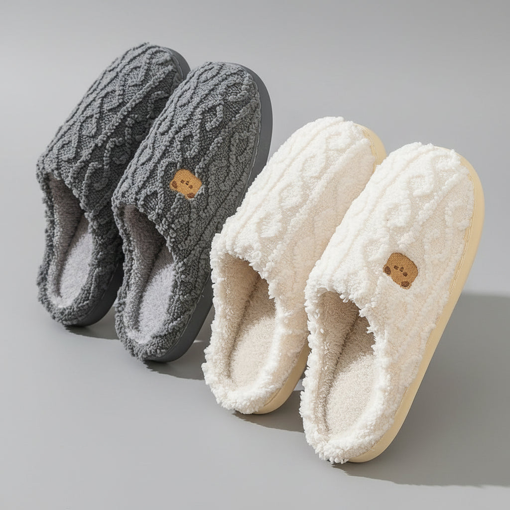 Pantoufles Femme Fourrure Peluche Moëlleuse VOLTHEA | Ultra-Chaudes