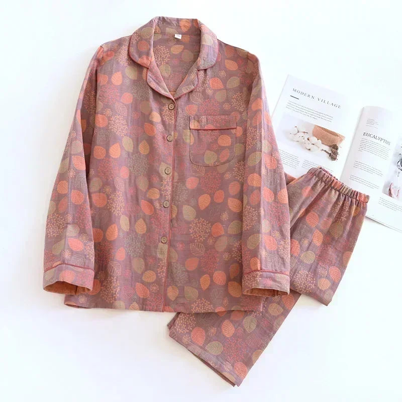 Pyjama Femme 2 Pièces Coton Crépon VOLTHEA | Naturel & Respirant