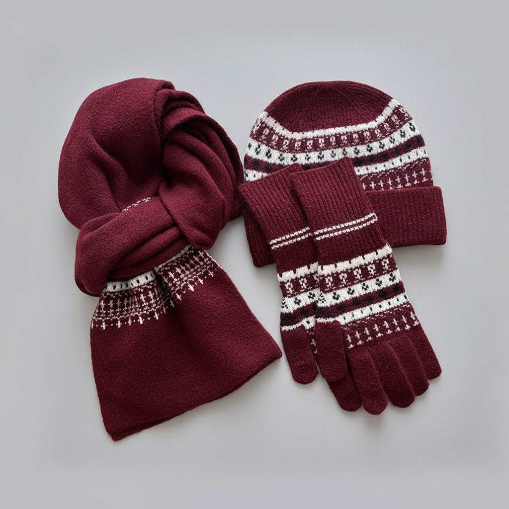 Pack 3 pièces en Laine Cachemire – Bonnet + Écharpe + Gants Volthea