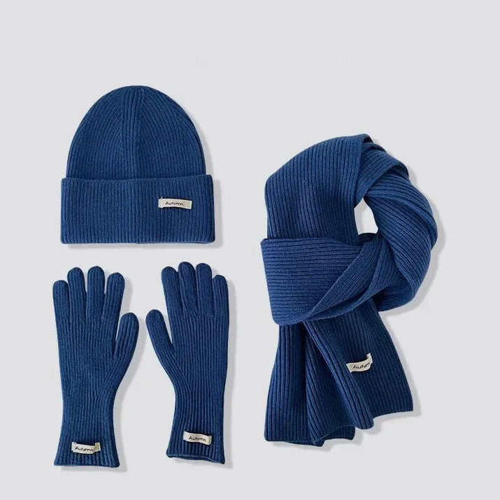 Ensemble Femme 3 Pièces Hiver VOLTHEA | Bonnet, Écharpe Tube & Gants Tricot Chaud