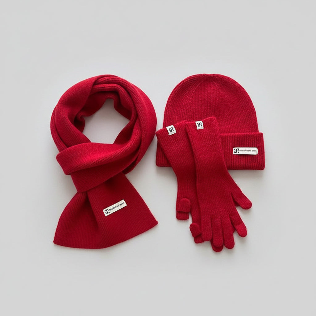 Pack 3 pièces en Laine Cachemire – Bonnet + Écharpe + Gants Volthea
