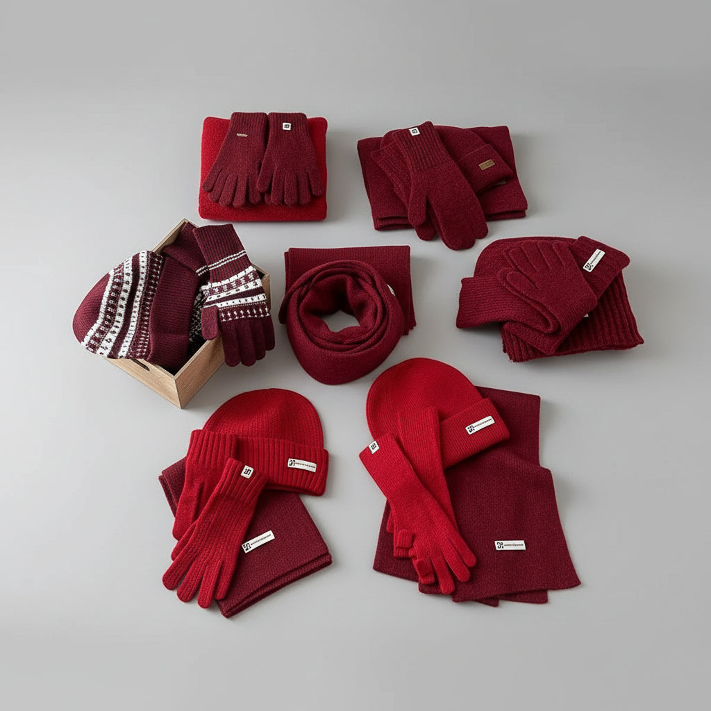 Pack 3 pièces en Laine Cachemire – Bonnet + Écharpe + Gants Volthea