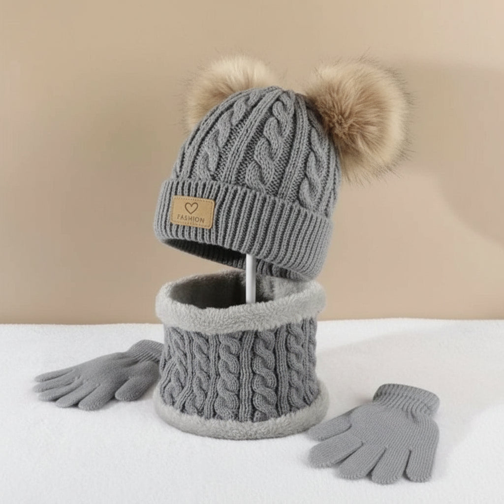 Set 3 Pièces Enfant VOLTHEA | Bonnet, Écharpe & Gants Hiver