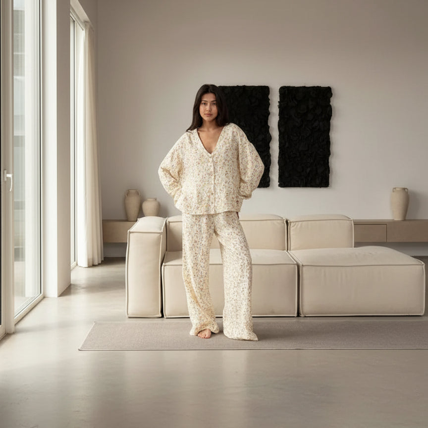 Ensemble Pyjama Femme Coton VOLTHEA | Doux, Respirant & Confortable