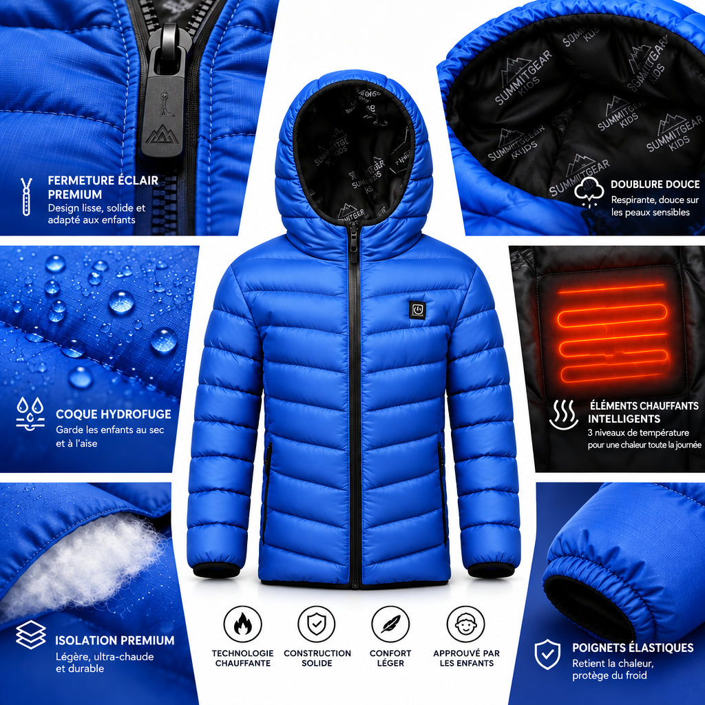 Veste Chauffante Enfant VOLTHEA | 5 Zones de Chauffe & Capuche Amovible