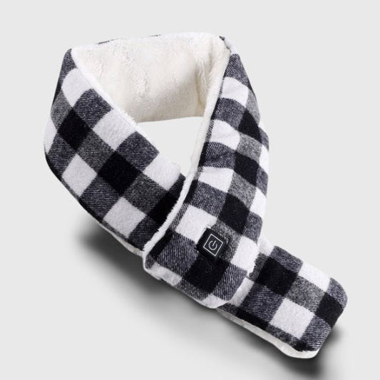 Écharpe chauffante USB à carreaux noir Volthéa