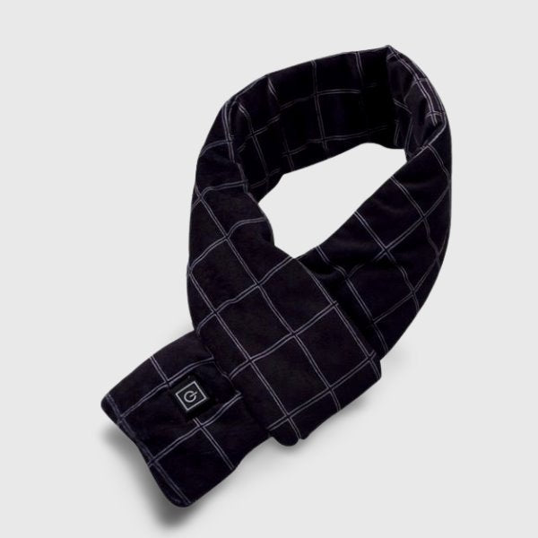 Écharpe Chauffante Noire À Carreaux VOLTHEA | Chic & Chaleur Électrique
