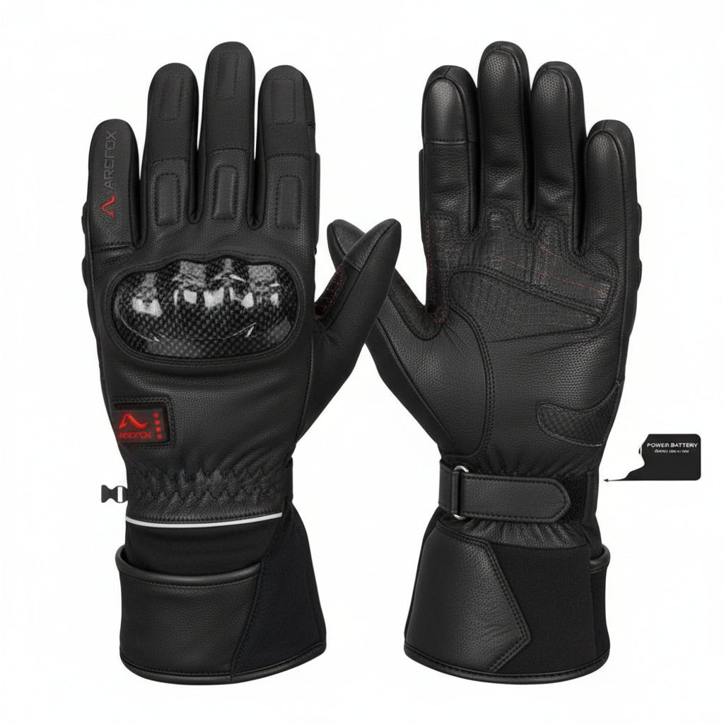 Gants Chauffants Moto en Cuir Volthéa Étanches, Tactiles & Batteries 7.4V