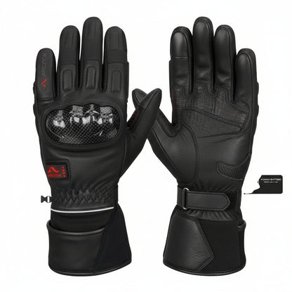 Gants Chauffants Moto en Cuir Volthéa Étanches, Tactiles & Batteries 7.4V