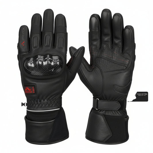 Gants Chauffants Moto en Cuir Volthéa Étanches, Tactiles & Batteries 7.4V