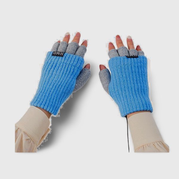 Mitaine chauffante bleue USB ordinateur