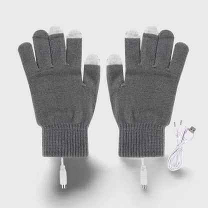 Mitaine chauffante USB gris avec doigts chauffant