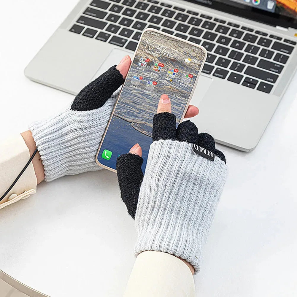Mitaine Chauffante Gris & Noir USB VOLTHEA | Bureau & Ordinateur
