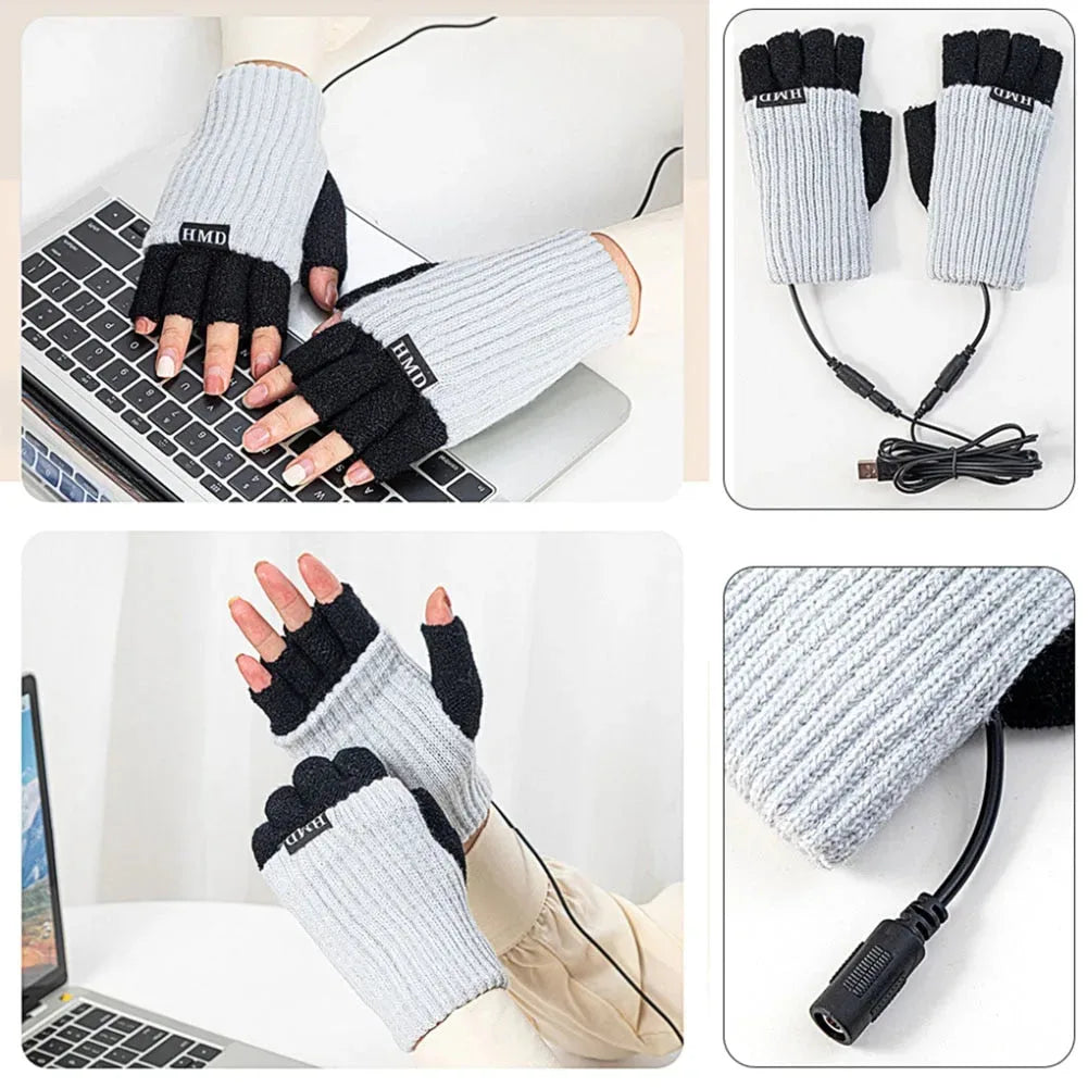 Mitaine Chauffante Rose & Gris USB VOLTHEA | Bureau & Ordinateur