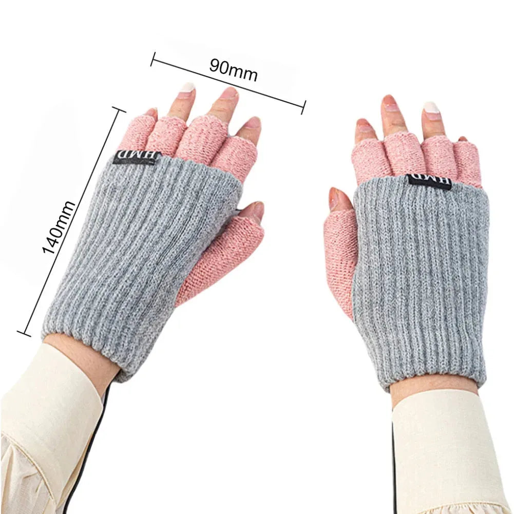 Mitaine Chauffante Gris & Rose USB VOLTHEA | Bureau & Ordinateur