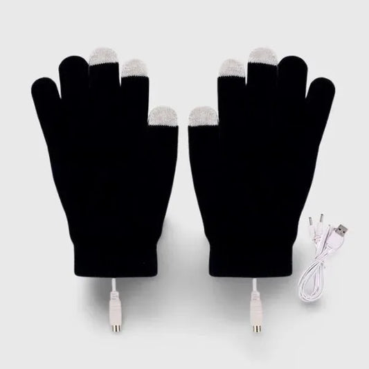 Mitaine chauffante USB bleu foncé avec doigts