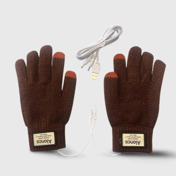 Mitaine Chauffante USB Marron VOLTHEA | Avec Doigts & Chaleur Bureau